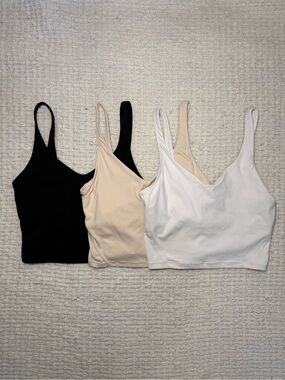 Womens Solid Longline Wide Strap Workout Sports Bra Tank Top Size S Set of 3